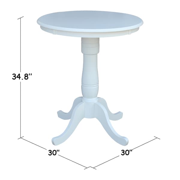 International Concepts Round 30 in Round Top Pedestal Table, 40.9 inH, White, 30 in W, 30 in L, 40.9 in H, Wood, White K08-30RT-6B-2 - main